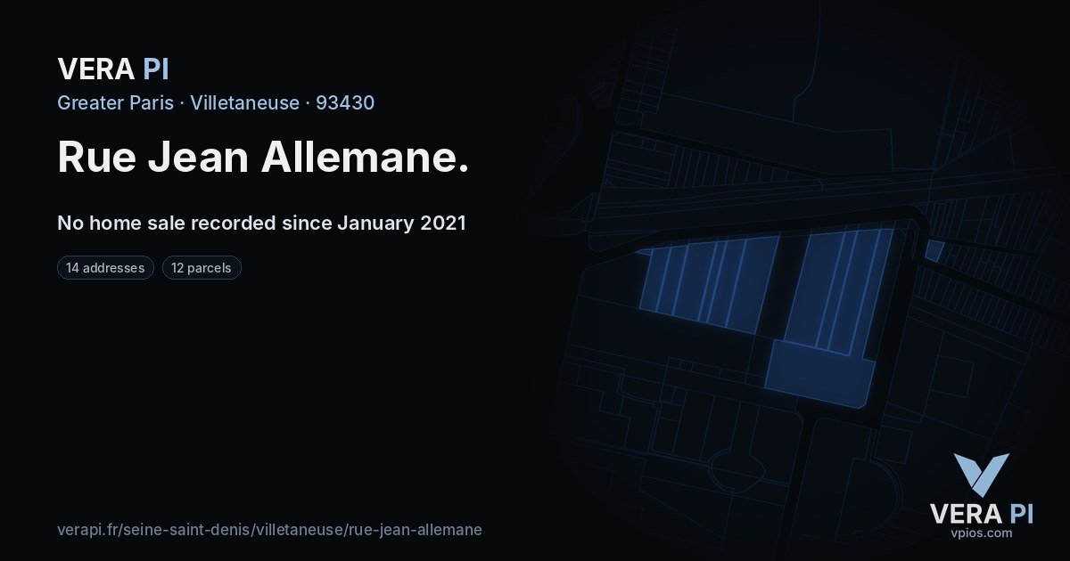 Rue Jean Allemane, Villetaneuse at night – every parcel coloured by the prices around it, the street's own parcels lit