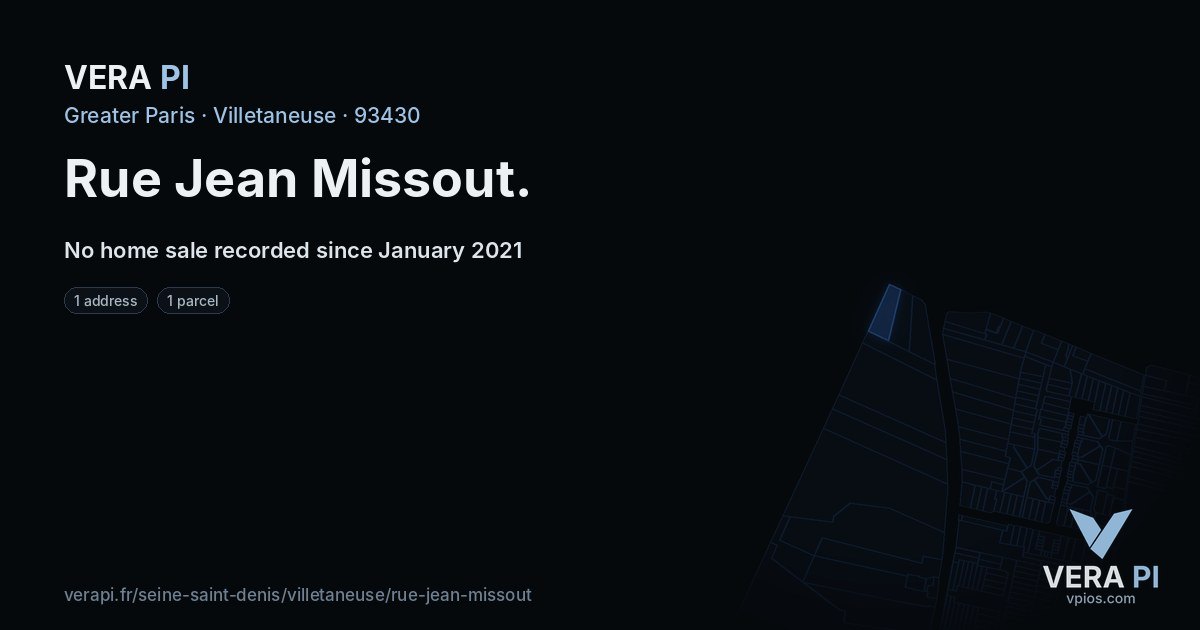 Rue Jean Missout, Villetaneuse at night – every parcel coloured by the prices around it, the street's own parcels lit