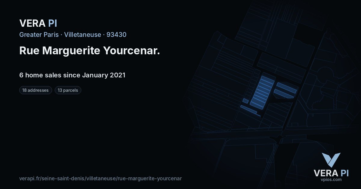 Rue Marguerite Yourcenar, Villetaneuse at night – every parcel coloured by the prices around it, the street's own parcels lit