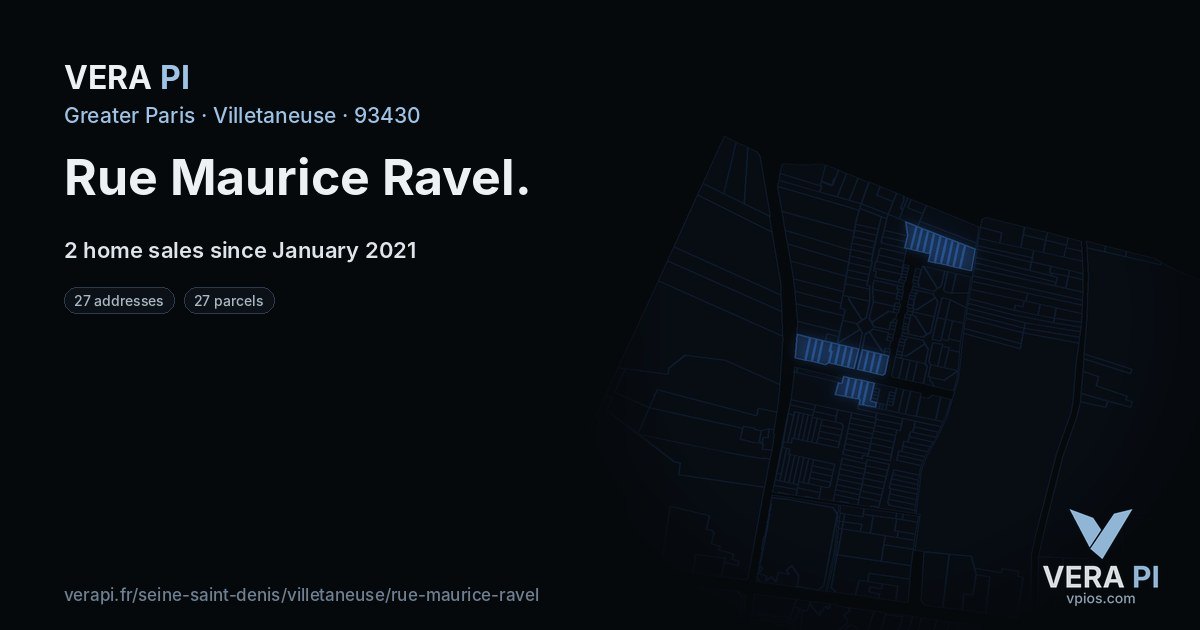 Rue Maurice Ravel, Villetaneuse at night – every parcel coloured by the prices around it, the street's own parcels lit