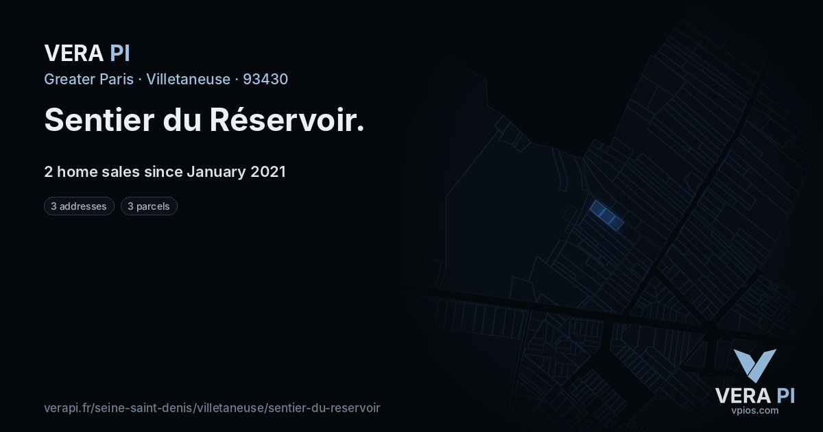 Sentier du Réservoir, Villetaneuse at night – every parcel coloured by the prices around it, the street's own parcels lit