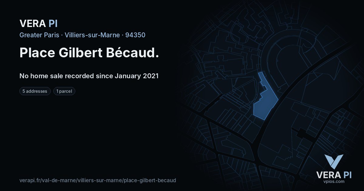 Place Gilbert Bécaud, Villiers-sur-Marne at night – every parcel coloured by the prices around it, the street's own parcels lit