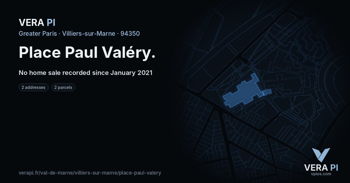 Place Paul Valéry, Villiers-sur-Marne at night – every parcel coloured by the prices around it, the street's own parcels lit