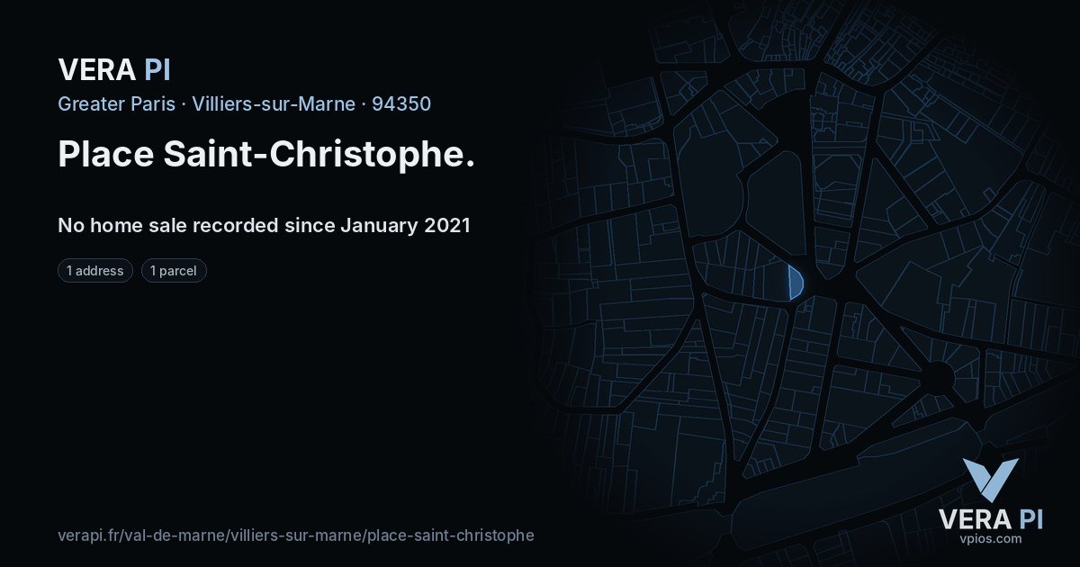 Place Saint-Christophe, Villiers-sur-Marne at night – every parcel coloured by the prices around it, the street's own parcels lit