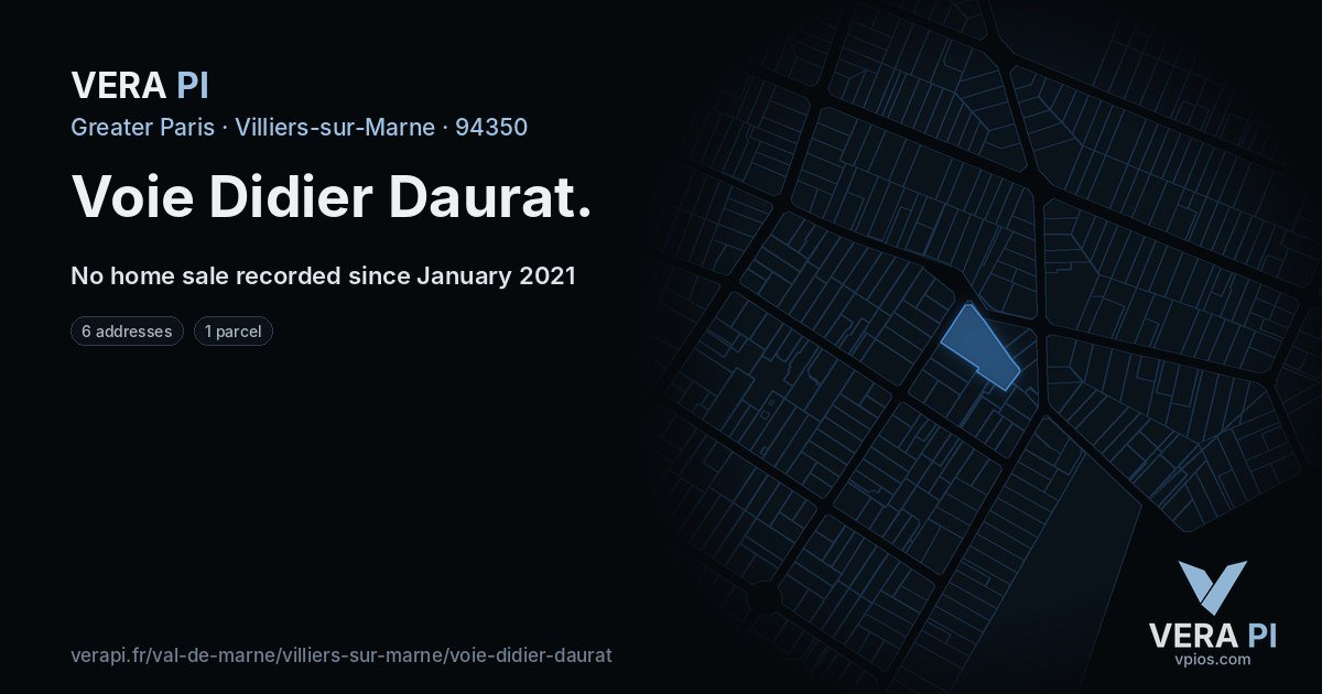 Voie Didier Daurat, Villiers-sur-Marne at night – every parcel coloured by the prices around it, the street's own parcels lit
