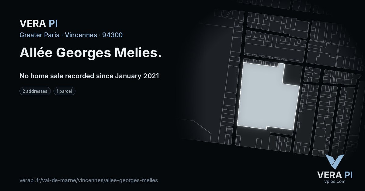 Allée Georges Melies, Vincennes at night – every parcel coloured by the prices around it, the street's own parcels lit