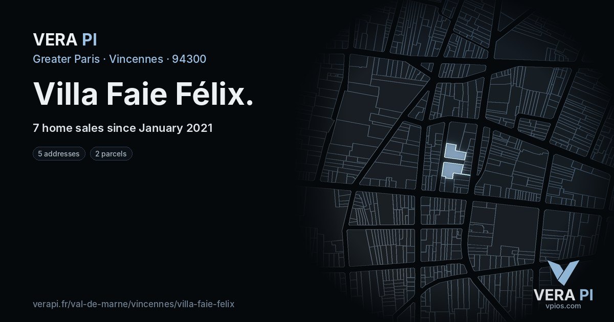 Villa Faie Félix, Vincennes at night – every parcel coloured by the prices around it, the street's own parcels lit
