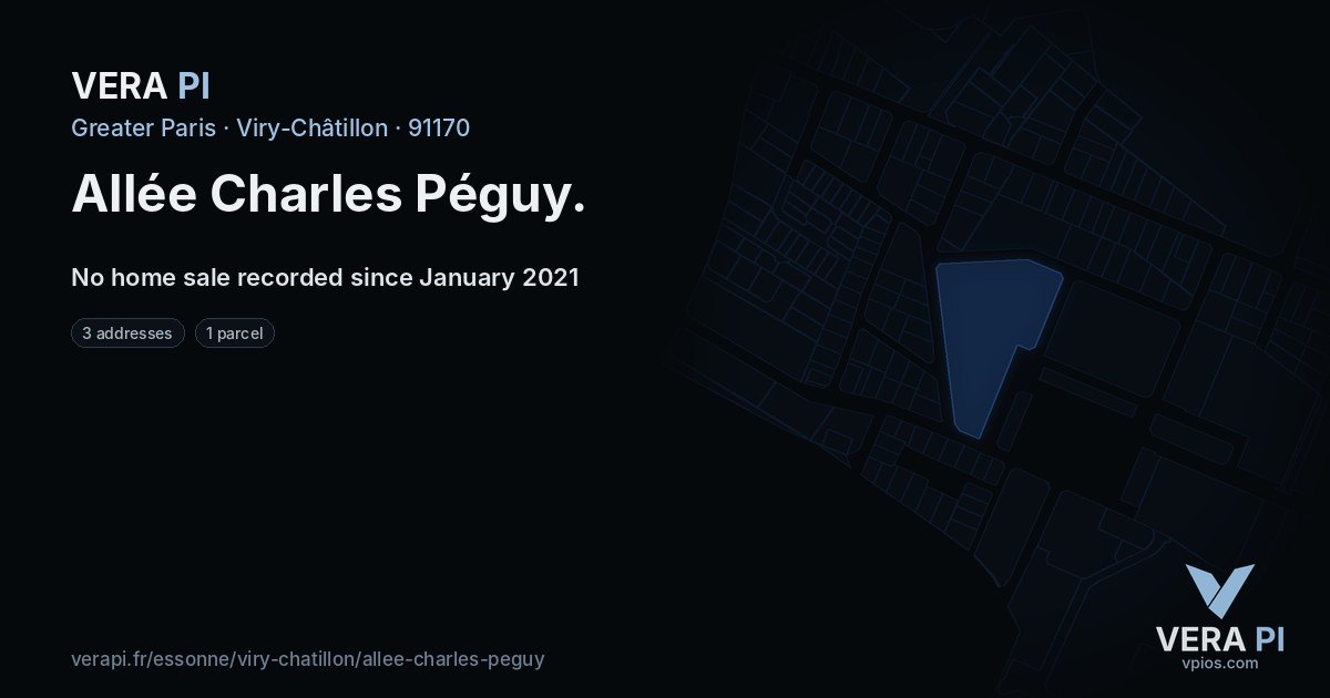 Allée Charles Péguy, Viry-Châtillon at night – every parcel coloured by the prices around it, the street's own parcels lit
