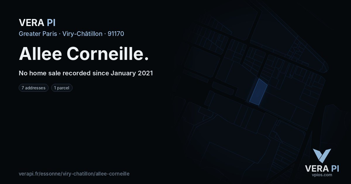 Allee Corneille, Viry-Châtillon at night – every parcel coloured by the prices around it, the street's own parcels lit