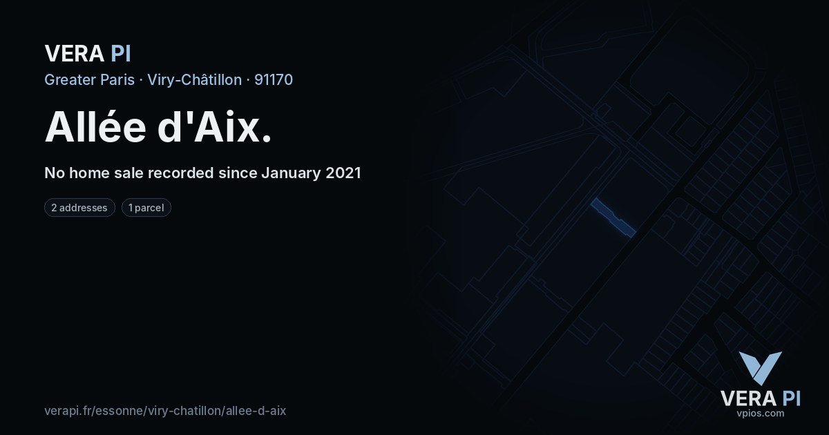 Allée d'Aix, Viry-Châtillon at night – every parcel coloured by the prices around it, the street's own parcels lit