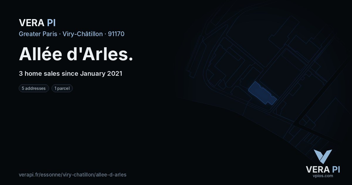 Allée d'Arles, Viry-Châtillon at night – every parcel coloured by the prices around it, the street's own parcels lit