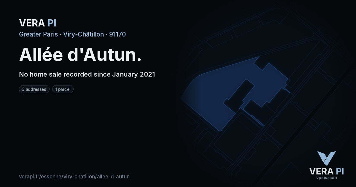 Allée d'Autun, Viry-Châtillon at night – every parcel coloured by the prices around it, the street's own parcels lit