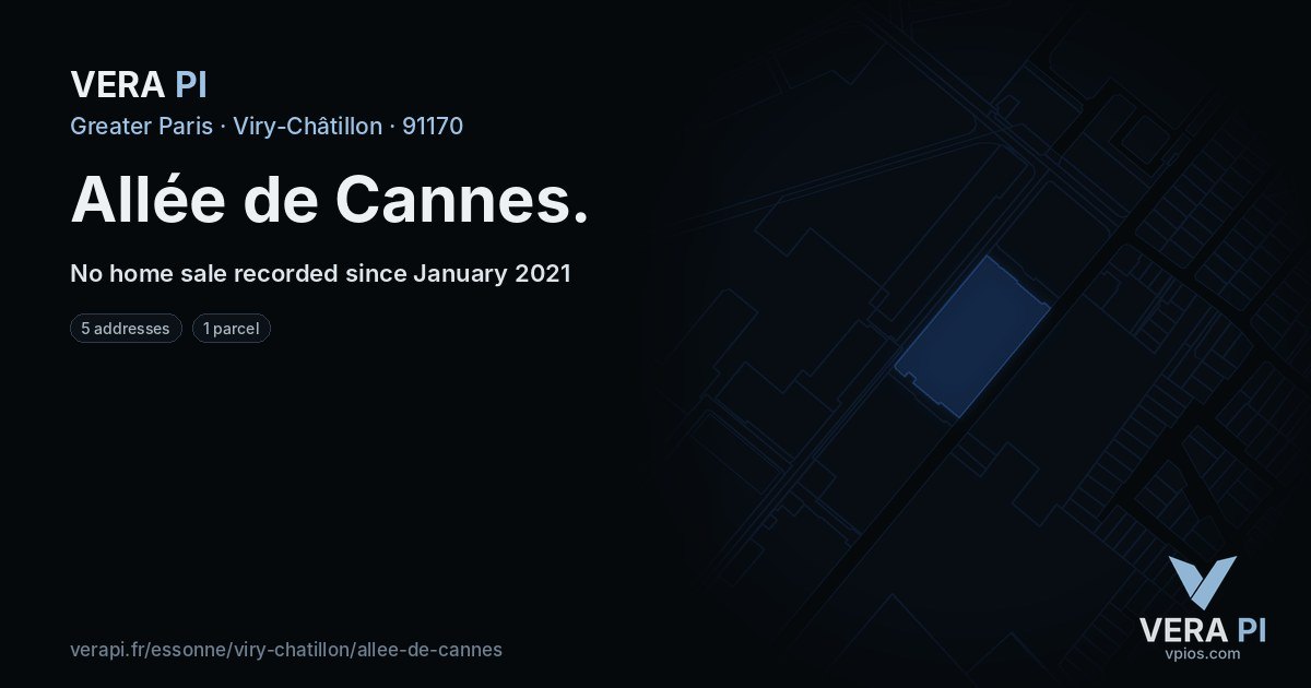 Allée de Cannes, Viry-Châtillon at night – every parcel coloured by the prices around it, the street's own parcels lit