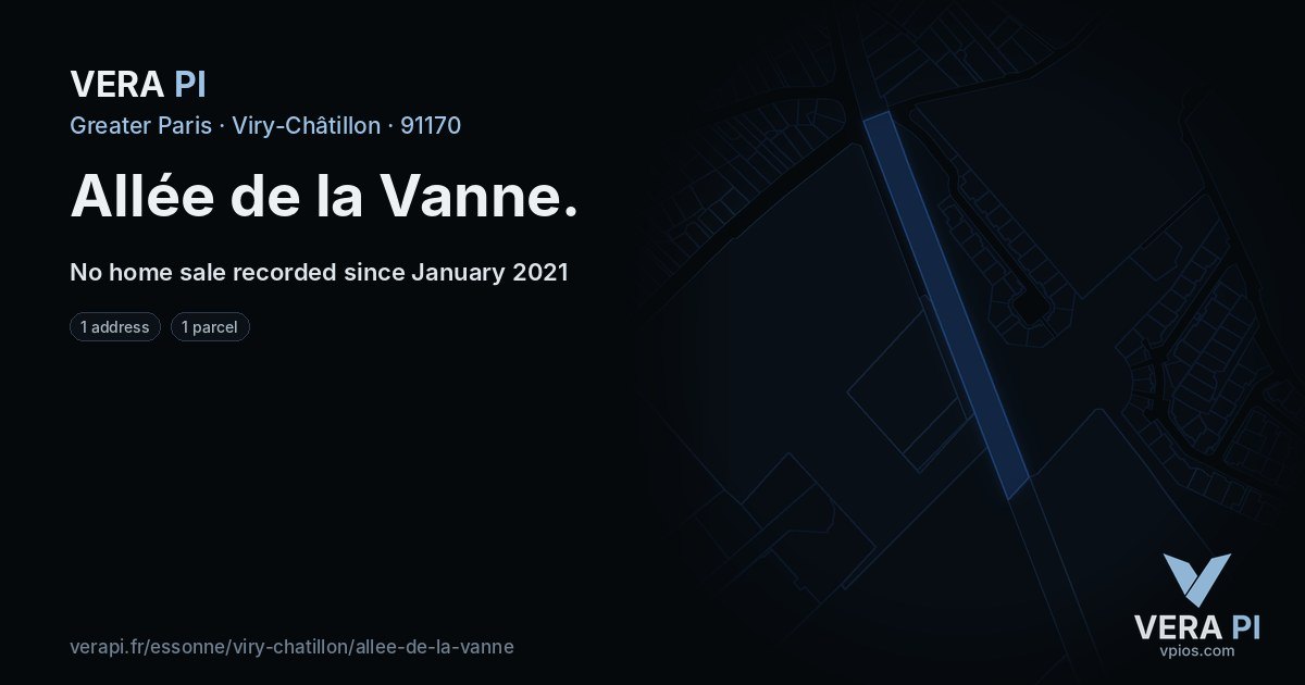 Allée de la Vanne, Viry-Châtillon at night – every parcel coloured by the prices around it, the street's own parcels lit