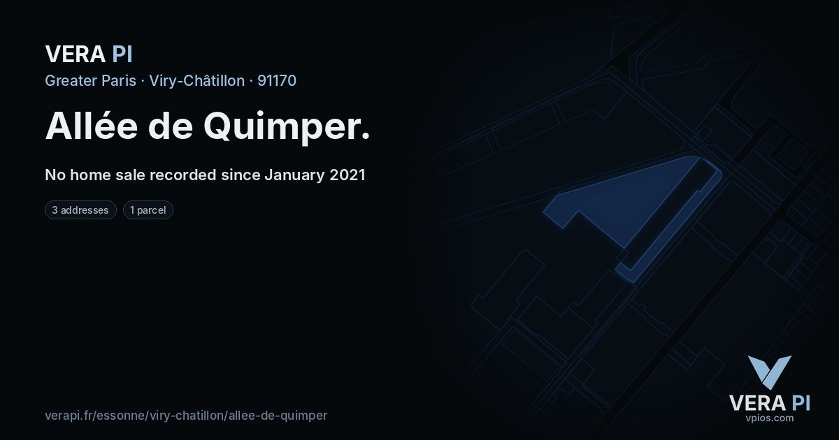 Allée de Quimper, Viry-Châtillon at night – every parcel coloured by the prices around it, the street's own parcels lit