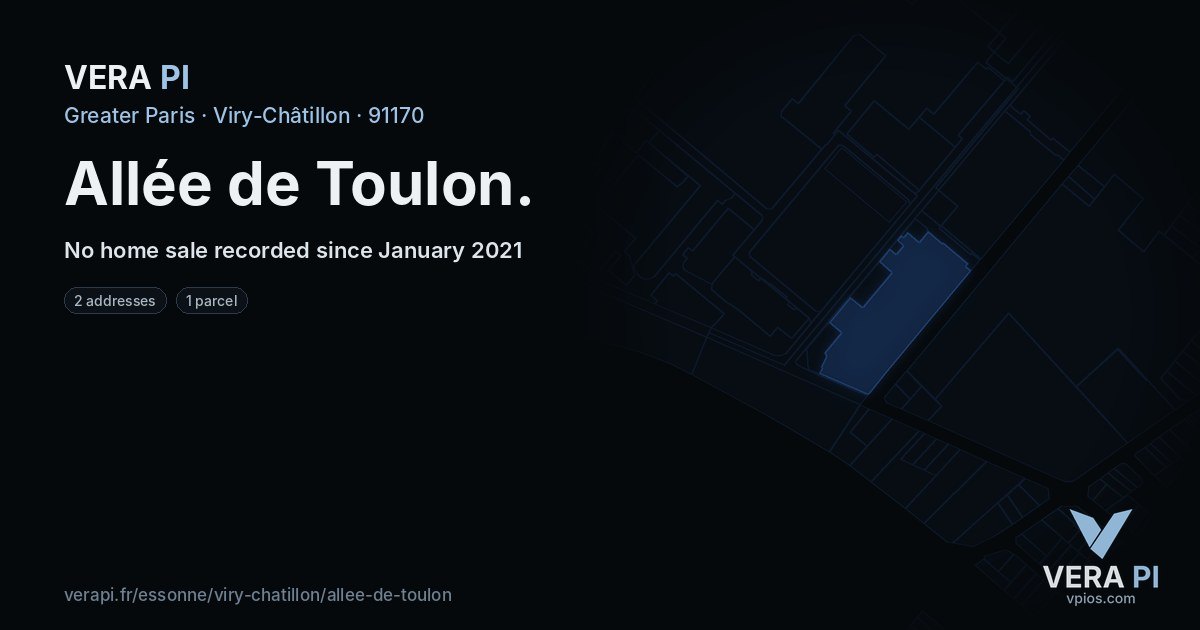Allée de Toulon, Viry-Châtillon at night – every parcel coloured by the prices around it, the street's own parcels lit