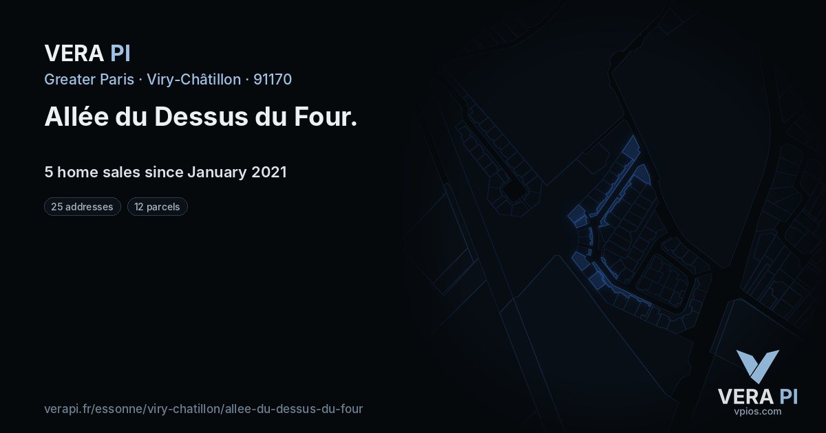 Allée du Dessus du Four, Viry-Châtillon at night – every parcel coloured by the prices around it, the street's own parcels lit