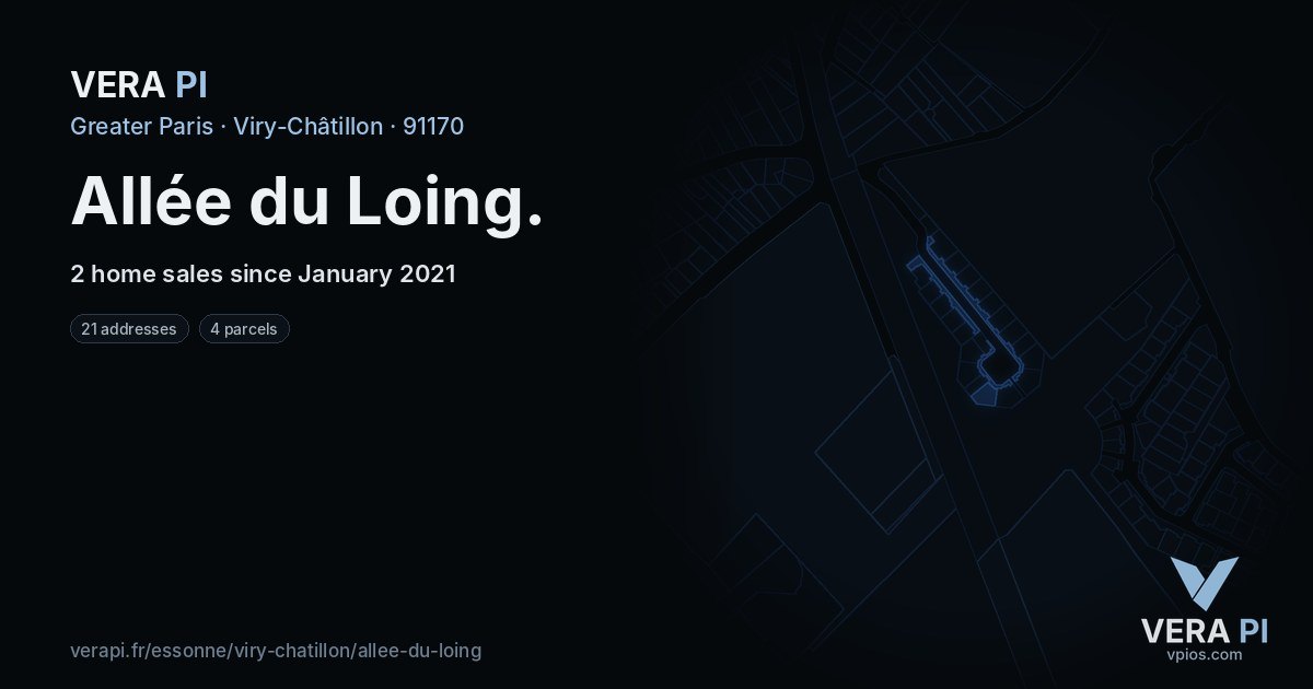 Allée du Loing, Viry-Châtillon at night – every parcel coloured by the prices around it, the street's own parcels lit