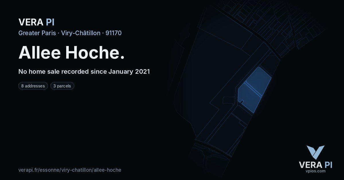 Allee Hoche, Viry-Châtillon at night – every parcel coloured by the prices around it, the street's own parcels lit