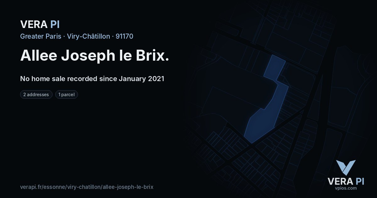 Allee Joseph le Brix, Viry-Châtillon at night – every parcel coloured by the prices around it, the street's own parcels lit