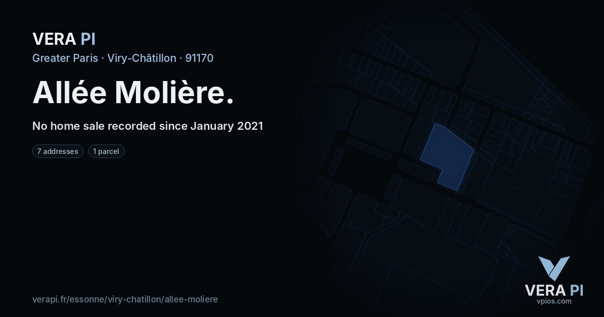 Allée Molière, Viry-Châtillon at night – every parcel coloured by the prices around it, the street's own parcels lit