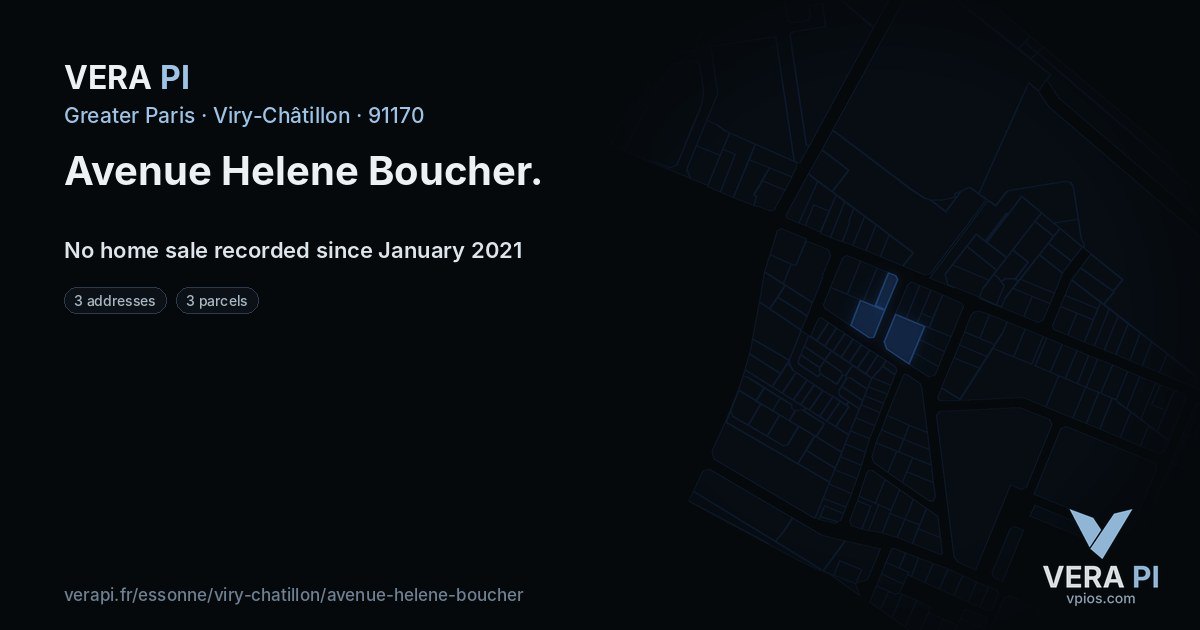 Avenue Helene Boucher, Viry-Châtillon at night – every parcel coloured by the prices around it, the street's own parcels lit
