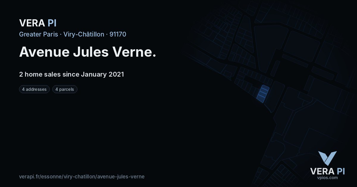 Avenue Jules Verne, Viry-Châtillon at night – every parcel coloured by the prices around it, the street's own parcels lit