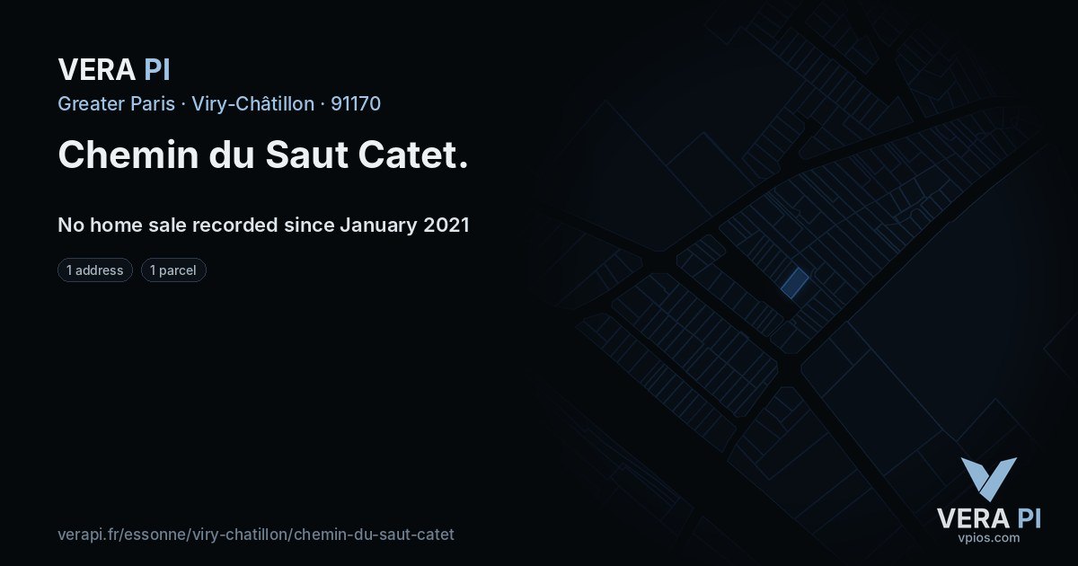 Chemin du Saut Catet, Viry-Châtillon at night – every parcel coloured by the prices around it, the street's own parcels lit