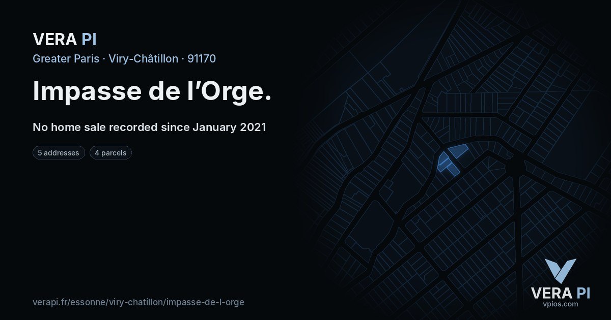 Impasse de l’Orge, Viry-Châtillon at night – every parcel coloured by the prices around it, the street's own parcels lit