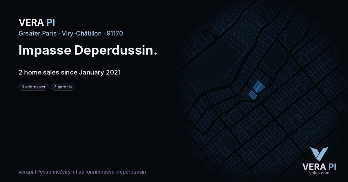 Impasse Deperdussin, Viry-Châtillon at night – every parcel coloured by the prices around it, the street's own parcels lit