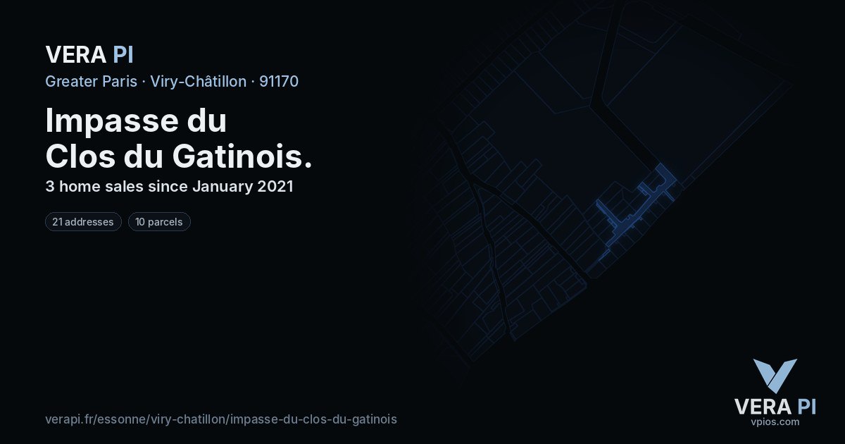 Impasse du Clos du Gatinois, Viry-Châtillon at night – every parcel coloured by the prices around it, the street's own parcels lit
