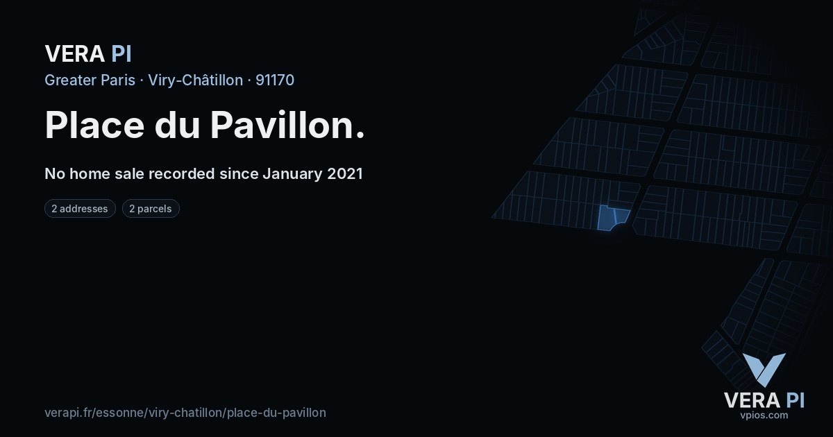 Place du Pavillon, Viry-Châtillon at night – every parcel coloured by the prices around it, the street's own parcels lit