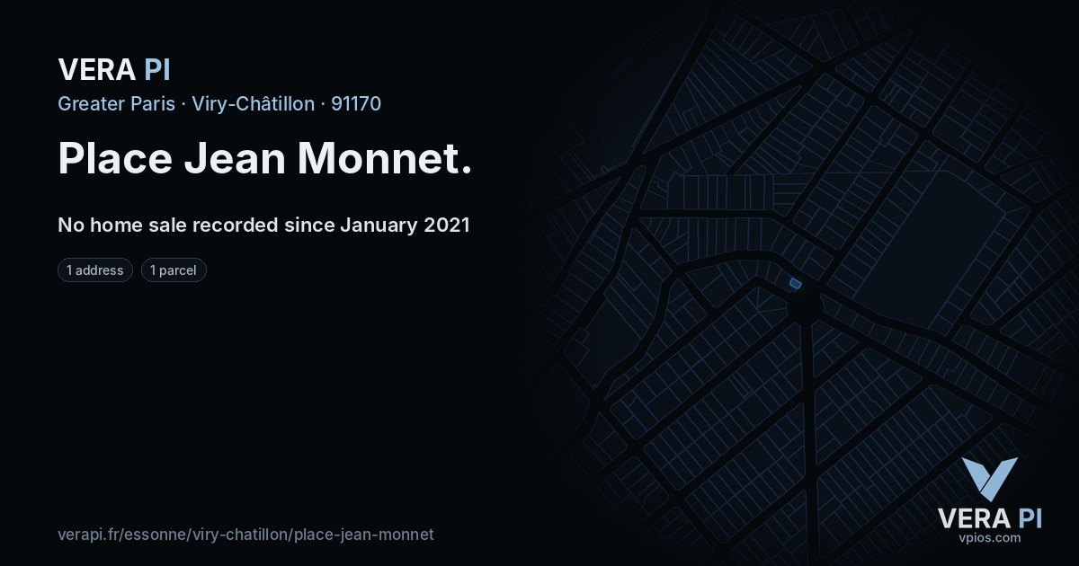 Place Jean Monnet, Viry-Châtillon at night – every parcel coloured by the prices around it, the street's own parcels lit