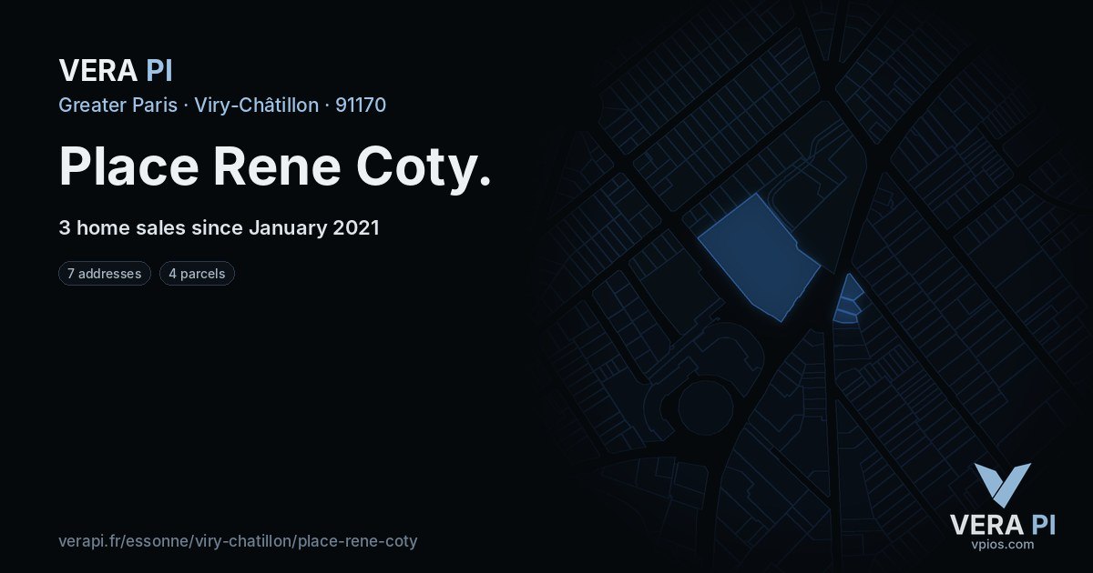 Place Rene Coty, Viry-Châtillon at night – every parcel coloured by the prices around it, the street's own parcels lit