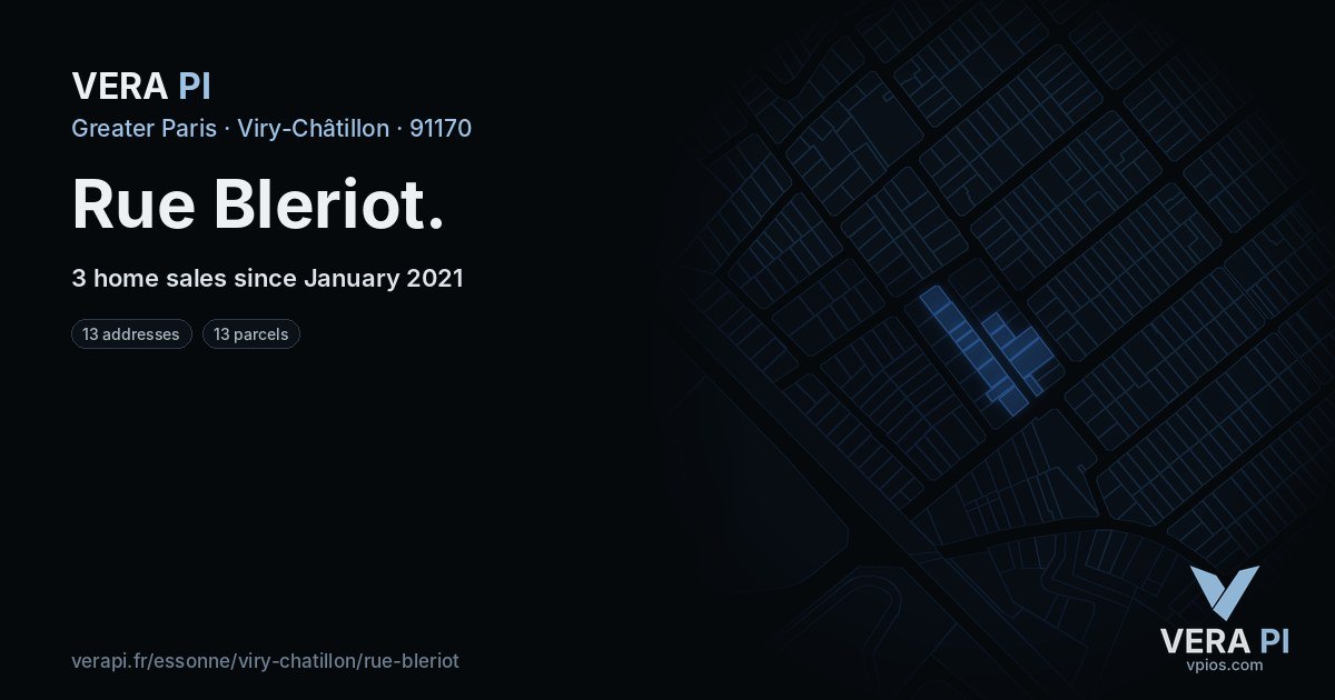 Rue Bleriot, Viry-Châtillon at night – every parcel coloured by the prices around it, the street's own parcels lit