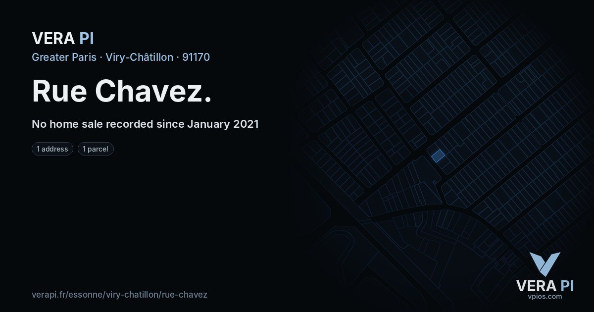 Rue Chavez, Viry-Châtillon at night – every parcel coloured by the prices around it, the street's own parcels lit