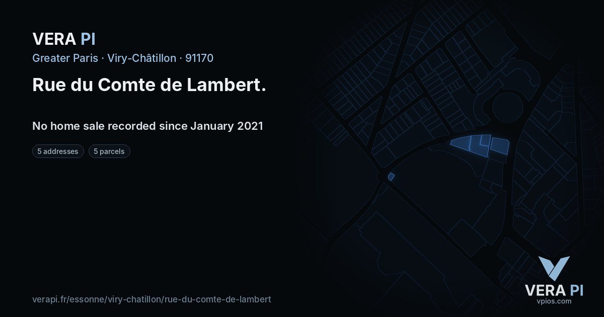 Rue du Comte de Lambert, Viry-Châtillon at night – every parcel coloured by the prices around it, the street's own parcels lit