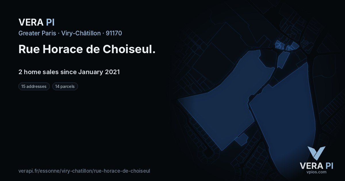 Rue Horace de Choiseul, Viry-Châtillon at night – every parcel coloured by the prices around it, the street's own parcels lit