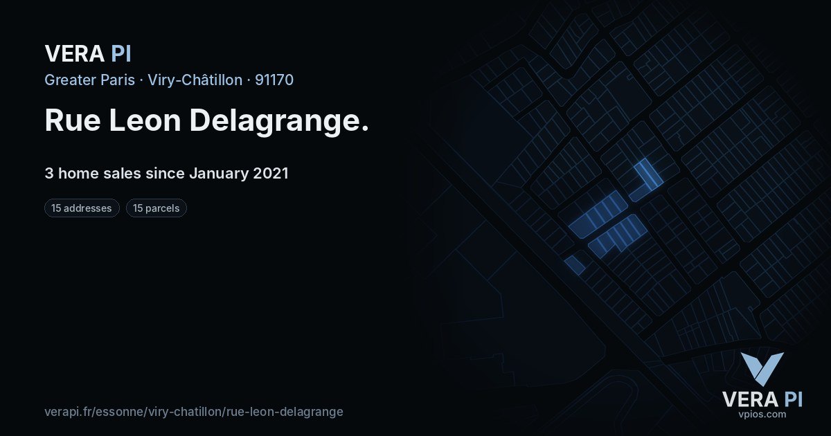 Rue Leon Delagrange, Viry-Châtillon at night – every parcel coloured by the prices around it, the street's own parcels lit