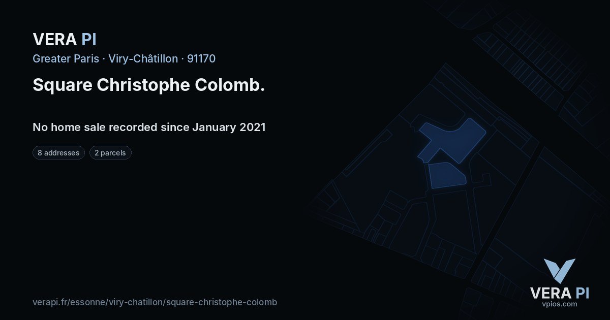 Square Christophe Colomb, Viry-Châtillon at night – every parcel coloured by the prices around it, the street's own parcels lit