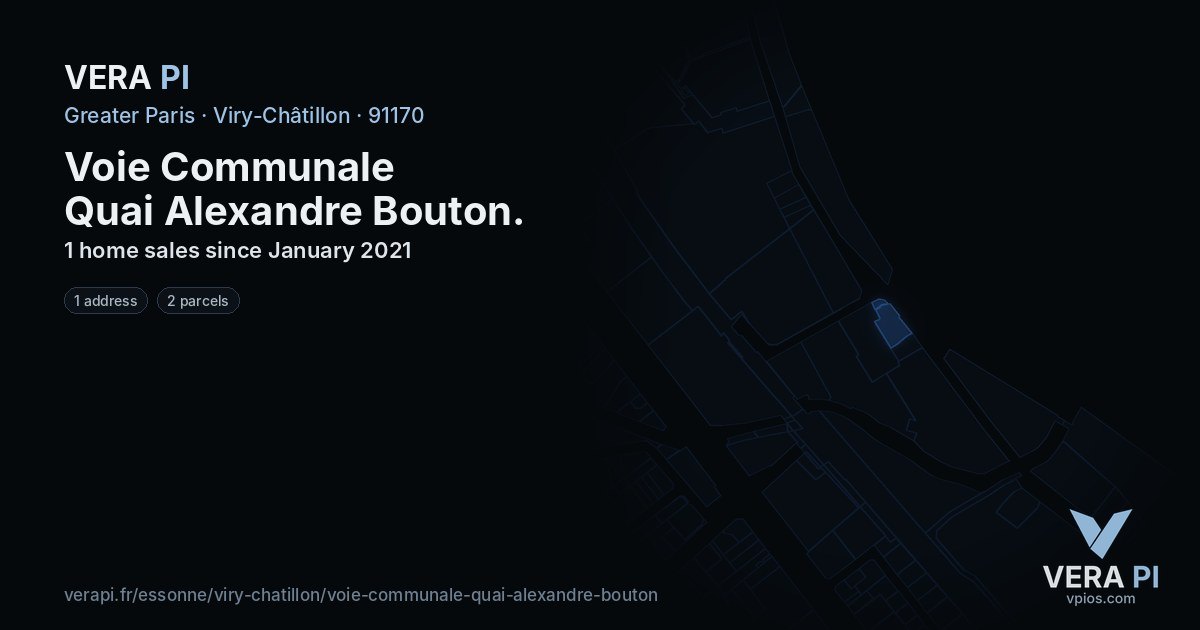 Voie Communale Quai Alexandre Bouton, Viry-Châtillon at night – every parcel coloured by the prices around it, the street's own parcels lit