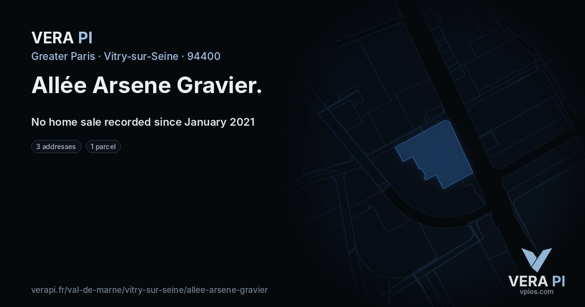 Allée Arsene Gravier, Vitry-sur-Seine at night – every parcel coloured by the prices around it, the street's own parcels lit
