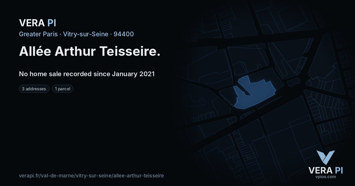 Allée Arthur Teisseire, Vitry-sur-Seine at night – every parcel coloured by the prices around it, the street's own parcels lit