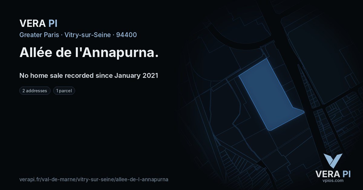 Allée de l'Annapurna, Vitry-sur-Seine at night – every parcel coloured by the prices around it, the street's own parcels lit