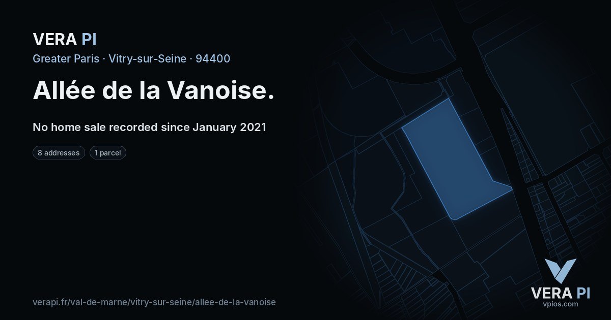 Allée de la Vanoise, Vitry-sur-Seine at night – every parcel coloured by the prices around it, the street's own parcels lit