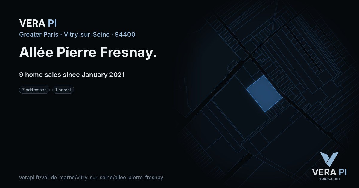 Allée Pierre Fresnay, Vitry-sur-Seine at night – every parcel coloured by the prices around it, the street's own parcels lit
