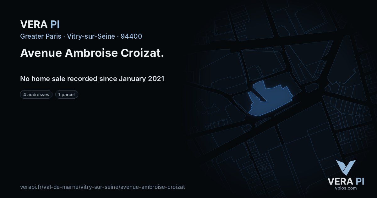 Avenue Ambroise Croizat, Vitry-sur-Seine at night – every parcel coloured by the prices around it, the street's own parcels lit