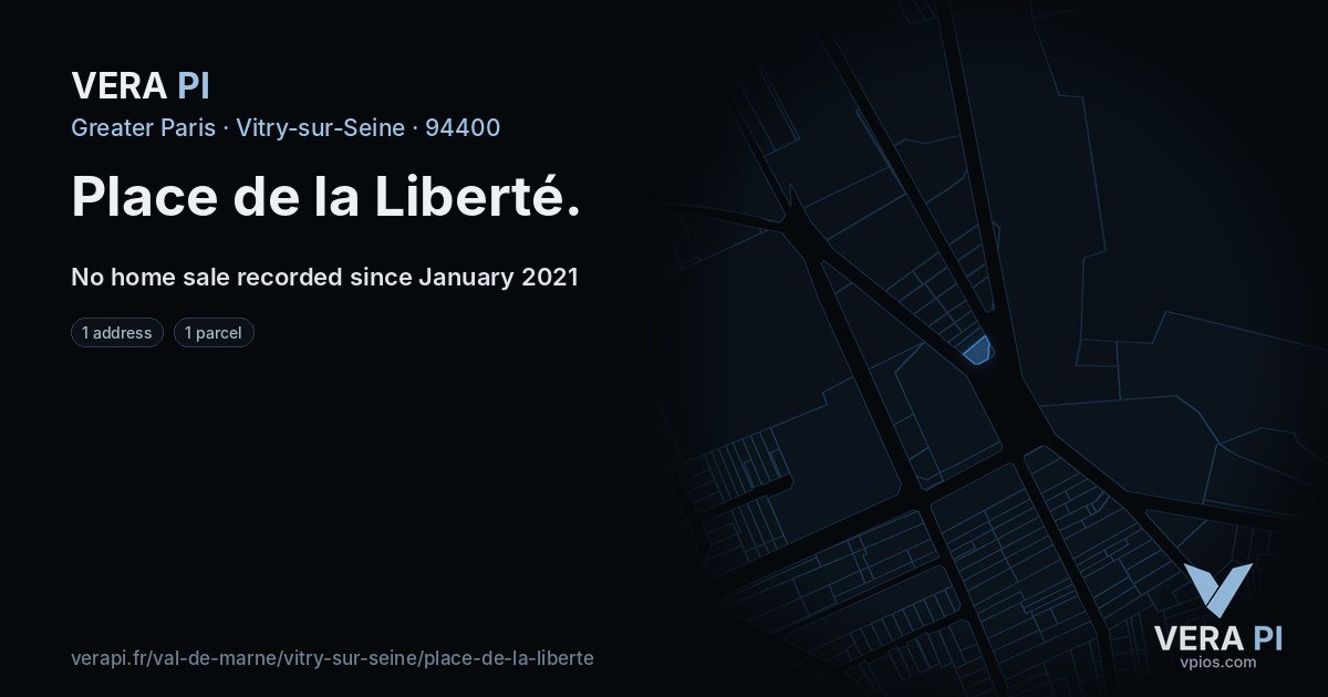 Place de la Liberté, Vitry-sur-Seine at night – every parcel coloured by the prices around it, the street's own parcels lit
