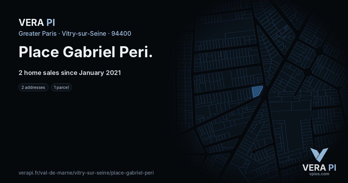 Place Gabriel Peri, Vitry-sur-Seine at night – every parcel coloured by the prices around it, the street's own parcels lit