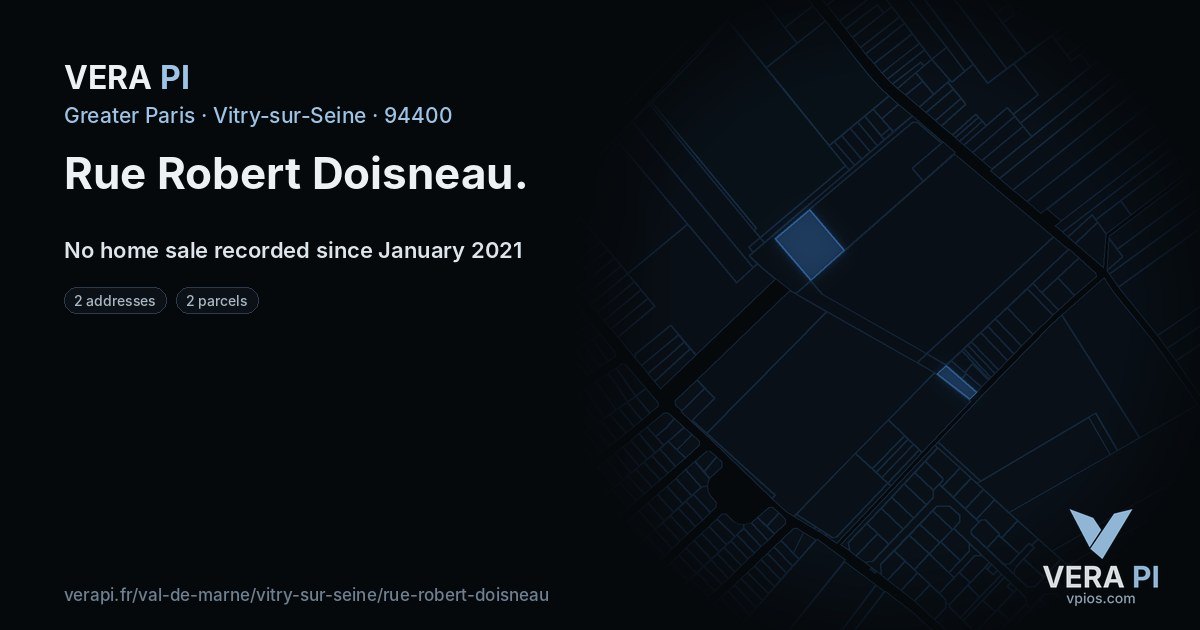 Rue Robert Doisneau, Vitry-sur-Seine at night – every parcel coloured by the prices around it, the street's own parcels lit